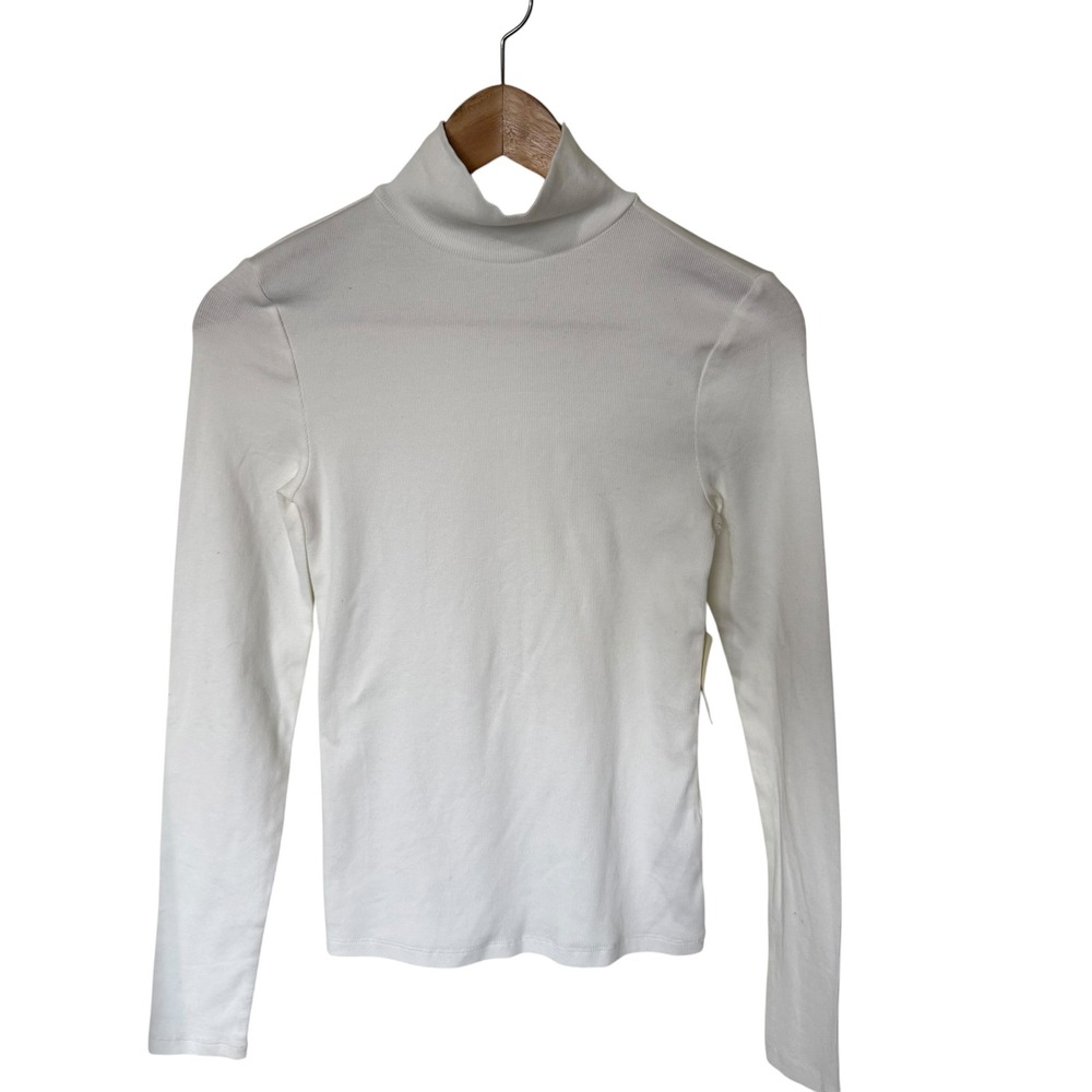 a.n.a‎ Turtleneck Top Womens XS White NEW Ribbed Tencel Long Sleeve Snowdrift